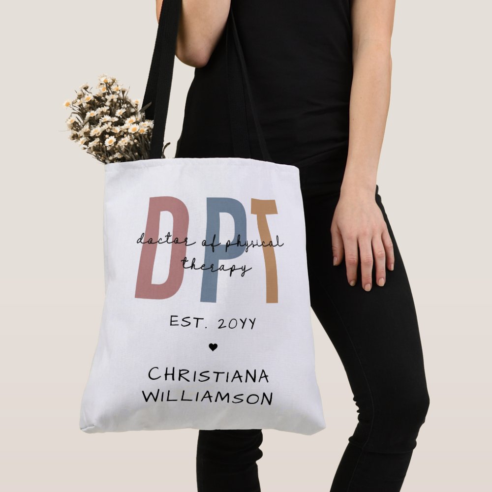 custom name dpt doctor of physical therapy tote bag r056d37fb12594124a31d34a0008861c8 eehrz 8byvr 1000 - Doctor Gifts Shop