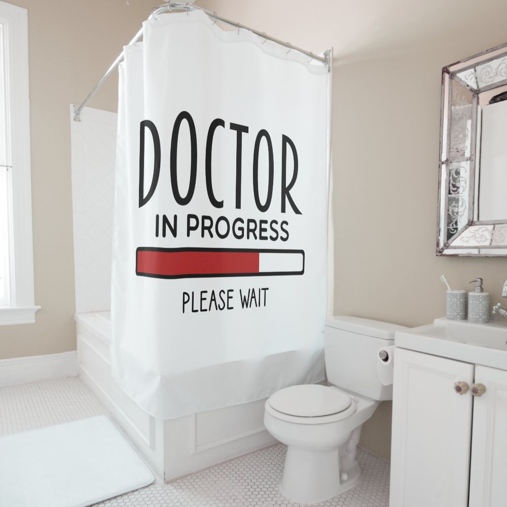med school student doctor in progress shower curtain re86e58dc40b44fb1ab3914fe1ec0f5c5 6evm9 1000 - Doctor Gifts Shop