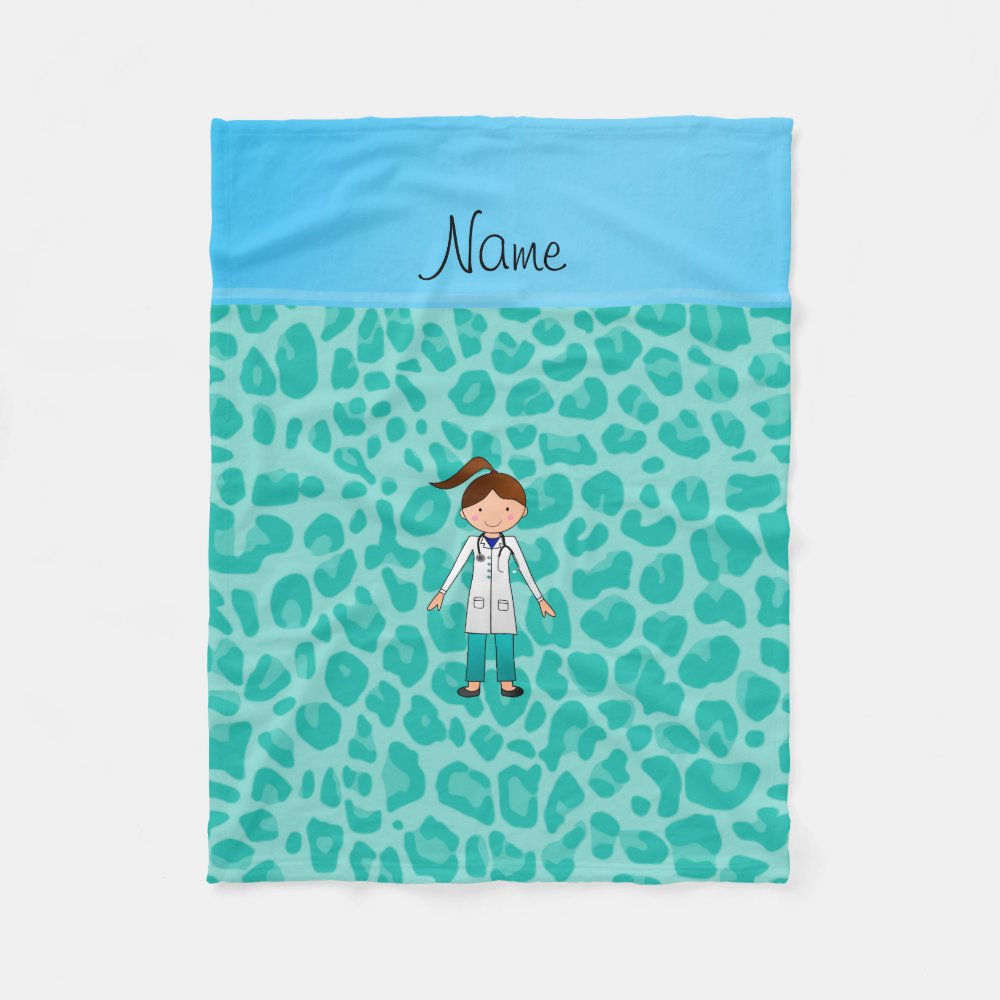 personalized name girl doctor green leopard fleece blanket r3c6e480b7d594a7ba4f8acc6c7069893 zkhkh 1000 - Doctor Gifts Shop