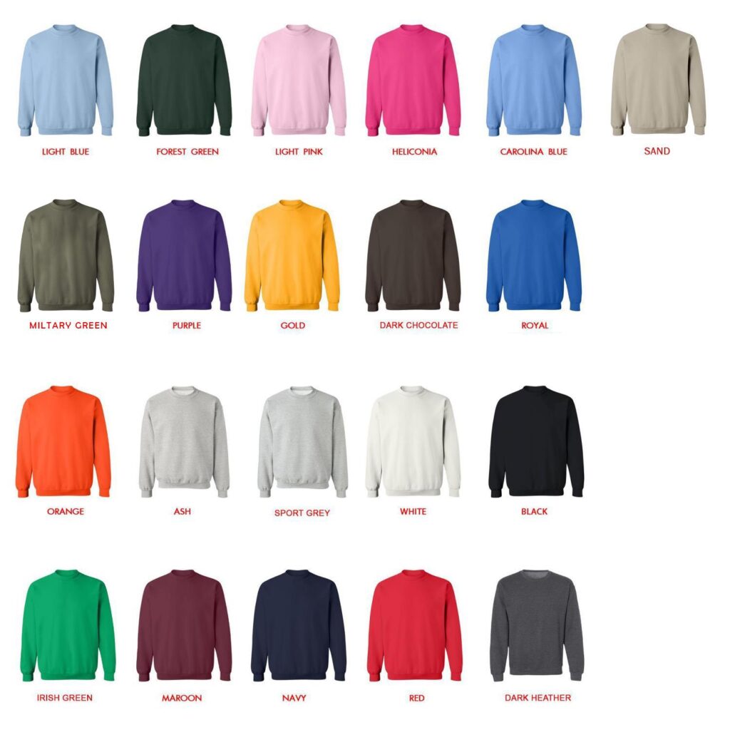 sweatshirt color chart - Doctor Gifts Shop