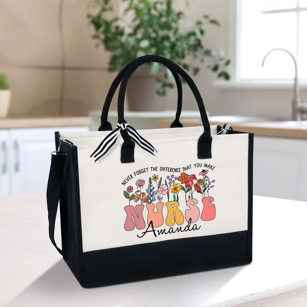 Personalized Nurse Canvas Tote Bag 1 - Doctor Gifts Shop